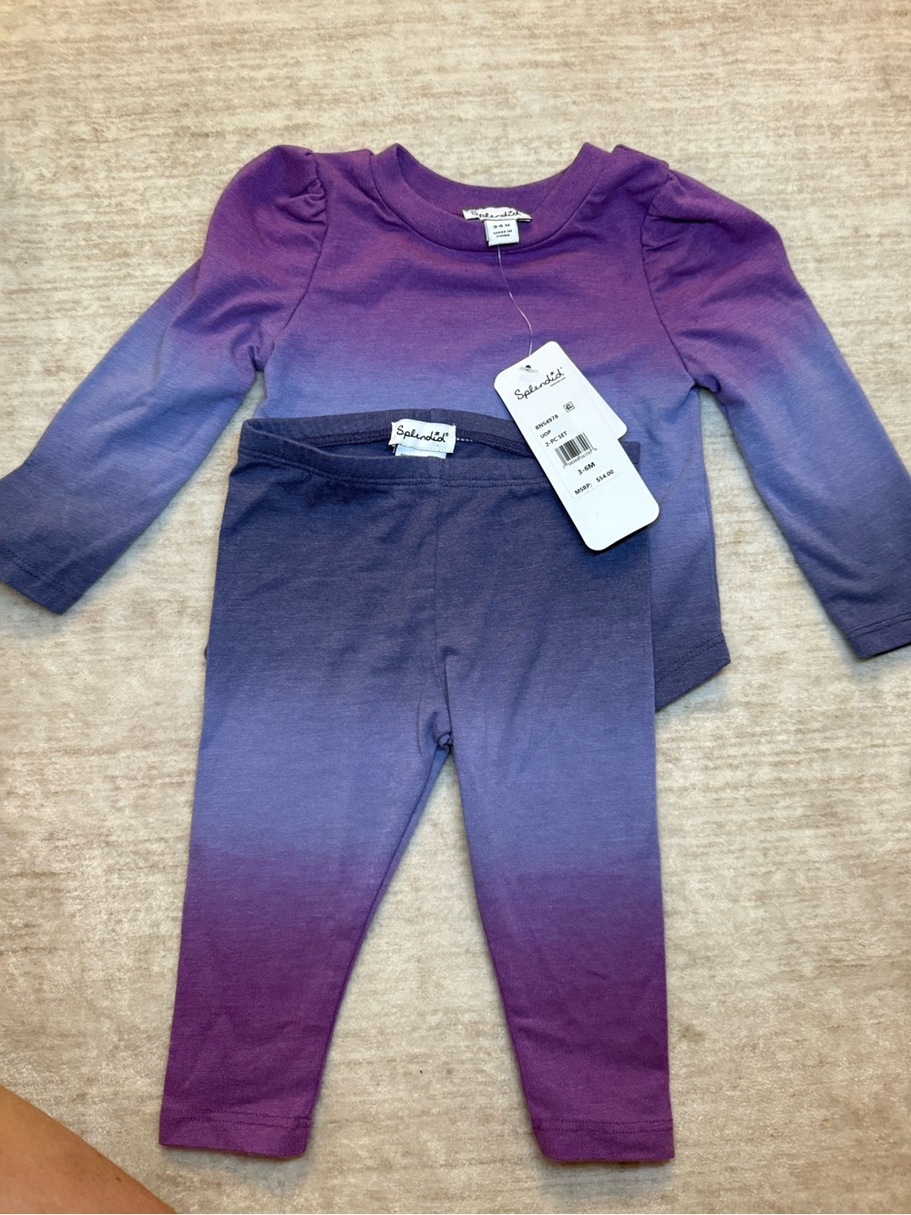 Splendid Girls Purple to Blue Ombre Knit Top & Leggings Set